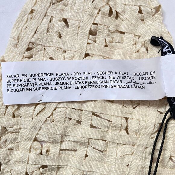 Zara Halter Top Women Size Medium Cream Floral Crochet 100% Cotton Ties NWT - Picture 14 of 15